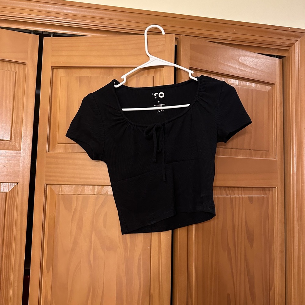 Black crop top with tie on front
